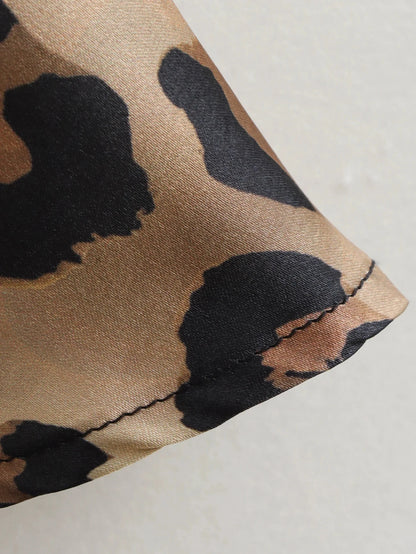 TRAFZA 2024 Women Fashion Leopard Print Skirt Vintage High Waist Midi Skirts Elegant Women Summer Casual Streetwear Skirt