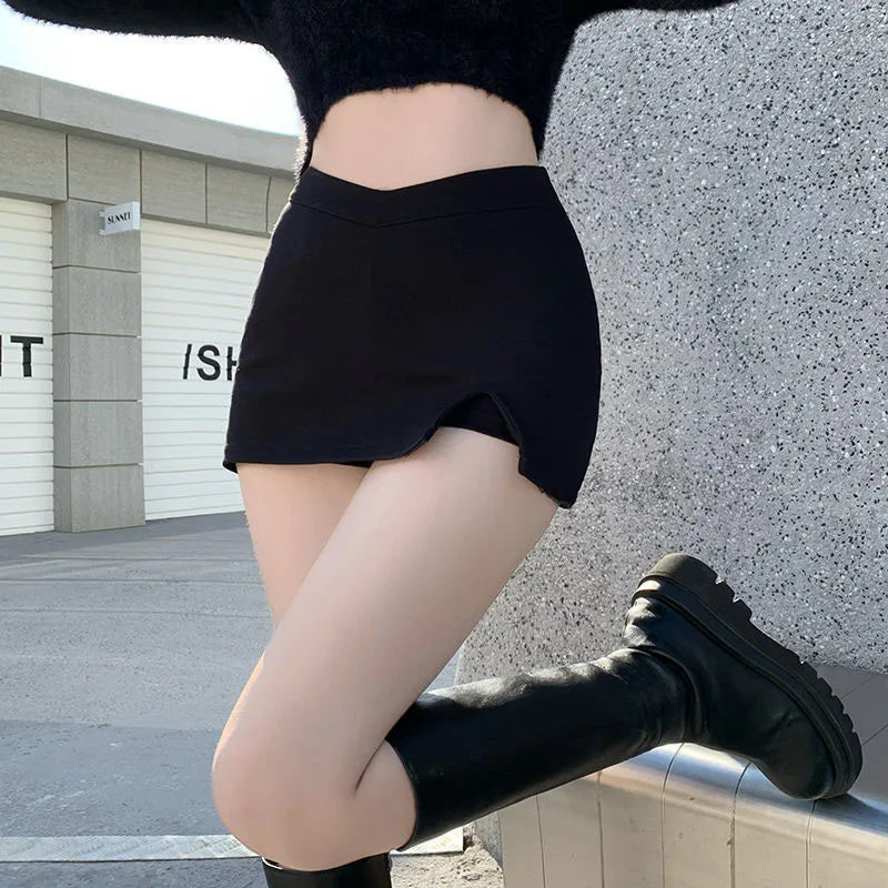 Black Split Mini Skirt