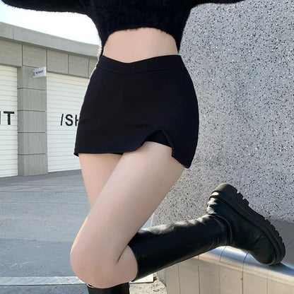 Black Split Mini Skirt