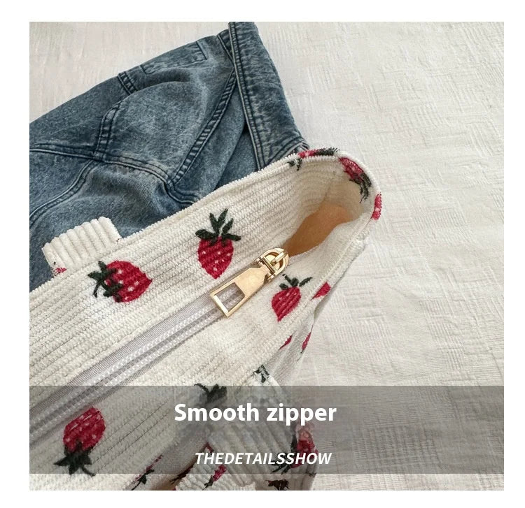 Corduroy Strawberries Tote Bag