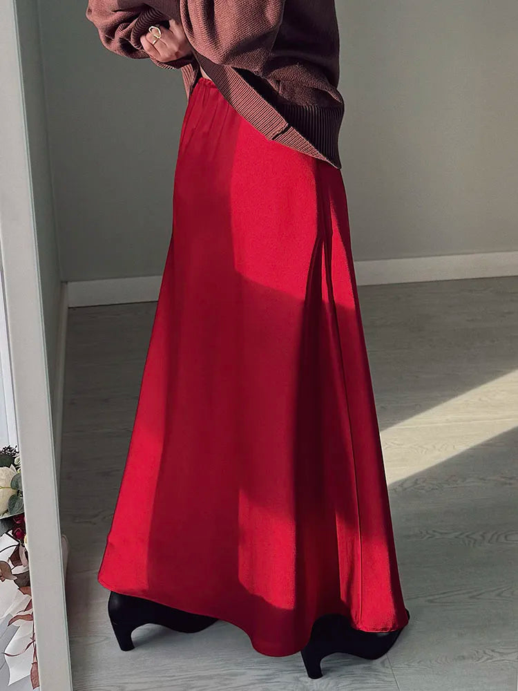 Elegant Satin Maxi Skirt