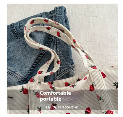 Corduroy Strawberries Tote Bag