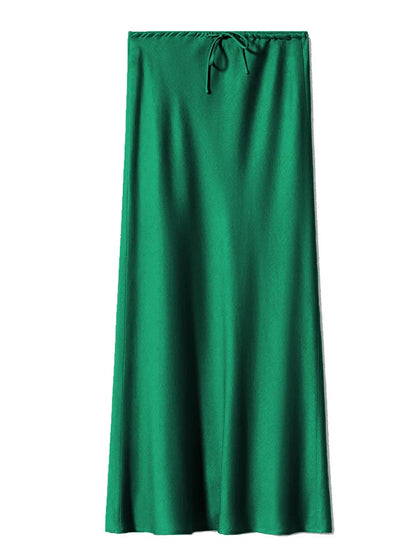 Elegant Satin Maxi Skirt