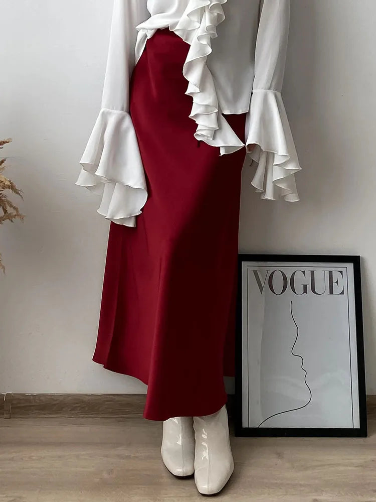 Elegant Satin Maxi Skirt