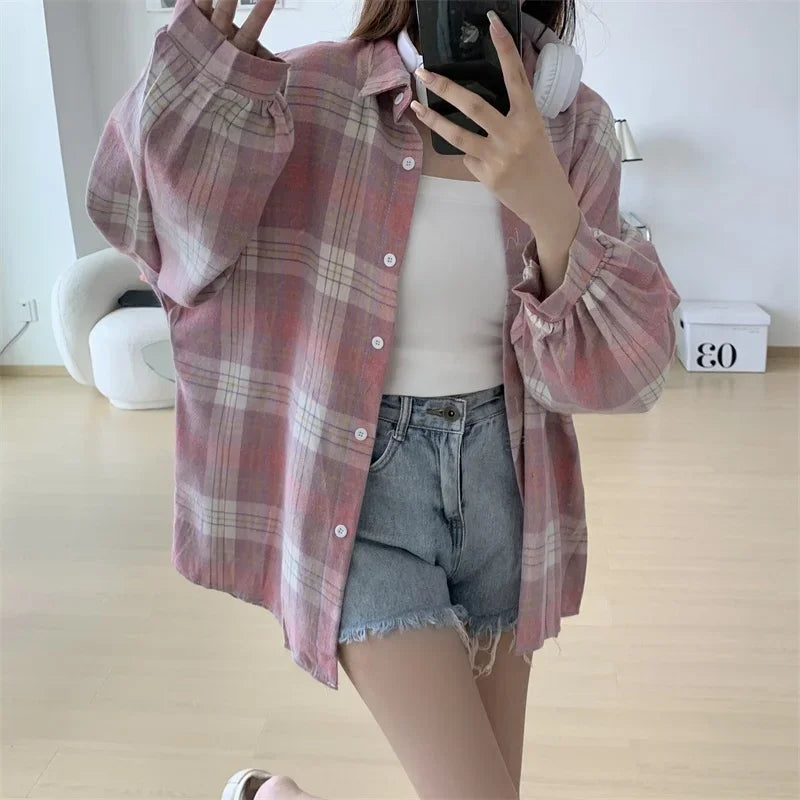 Vintage Plaid Shirt Women