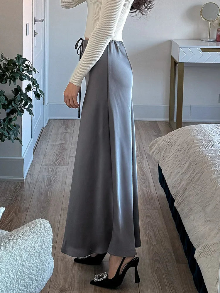 Elegant Satin Maxi Skirt