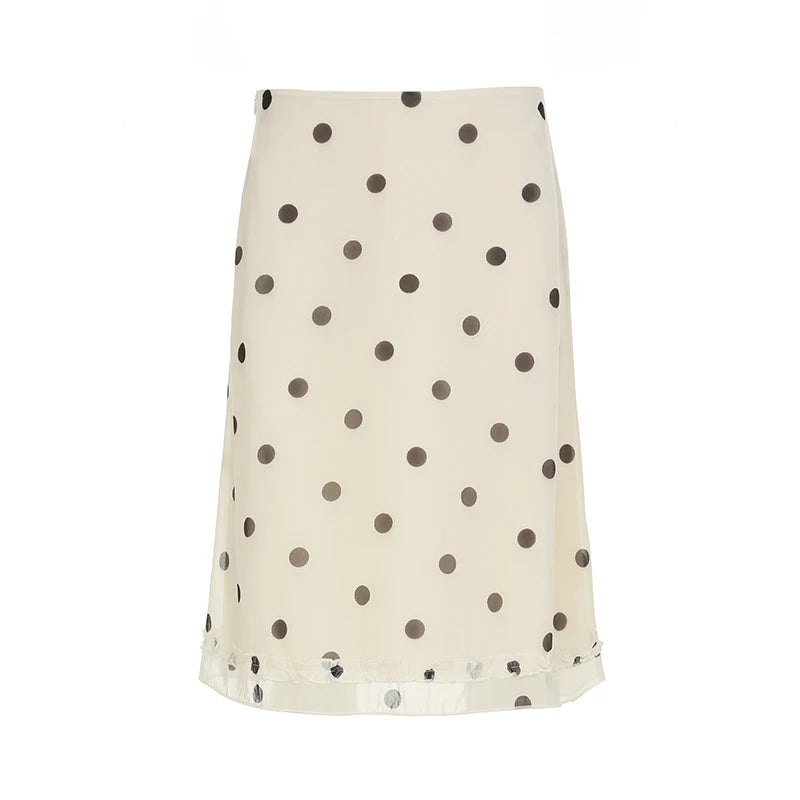 Elegant Polka Dot Midi Skirt