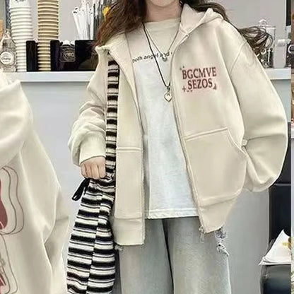 Girls Hooded Spring Jackets New Children Bow Print Coat 2025 Kids Autumn Fashion Outerwear Teenager Long-sleeved Hoodies Clothes