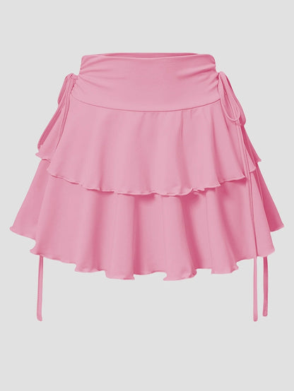Solid Color High Waist Skirt