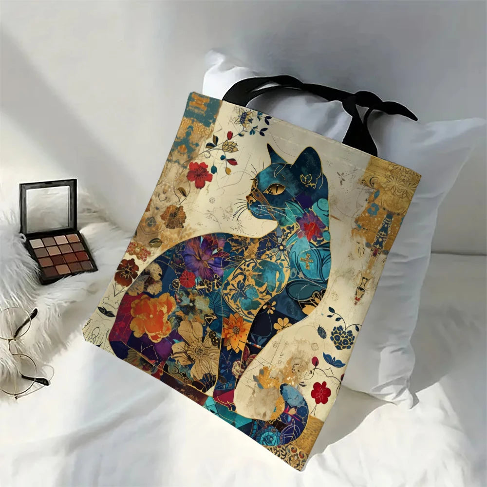 Floral Cat Tote Bag