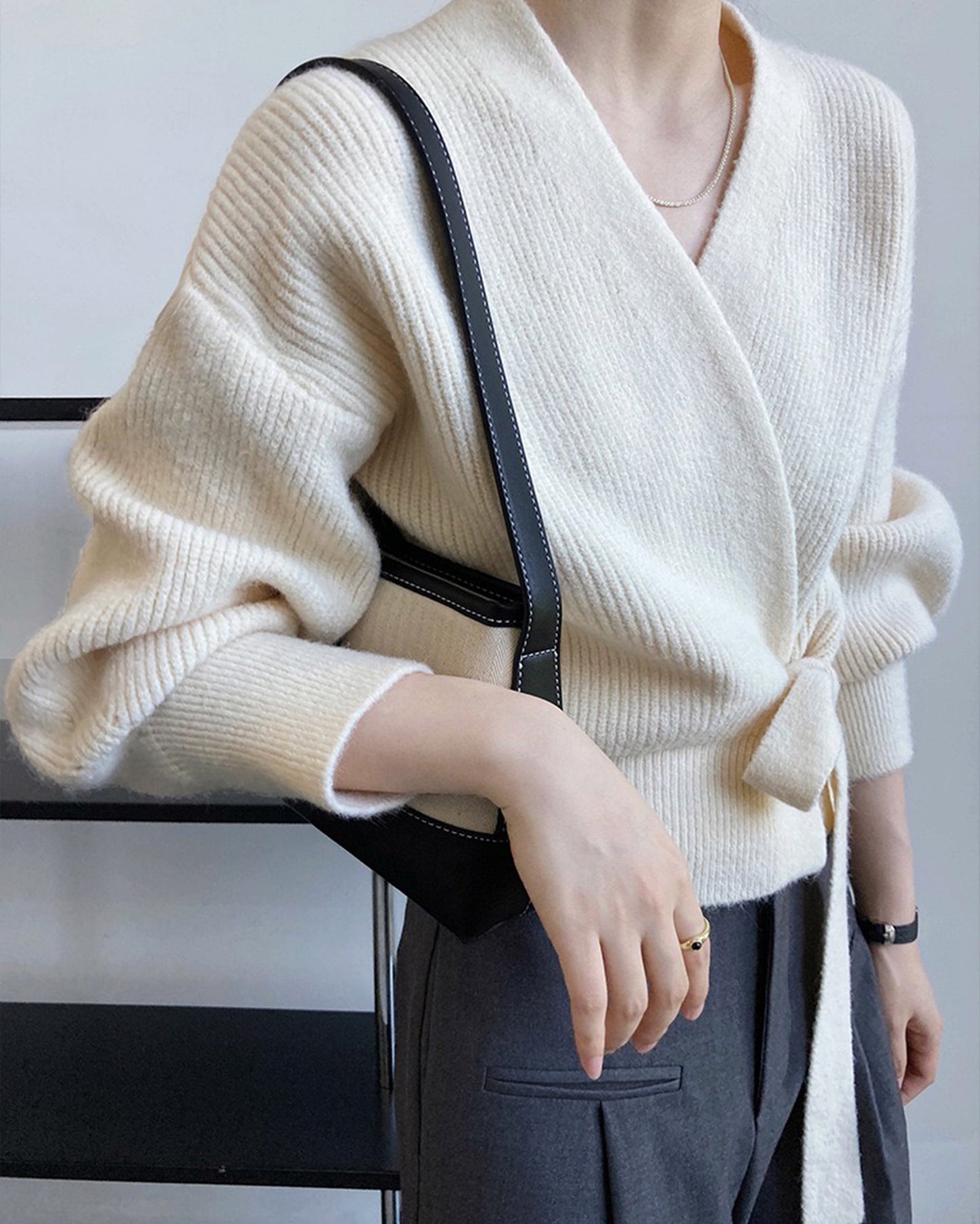 French Retro V-Neck Knit Cardigan