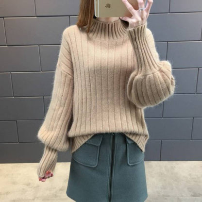 Turtleneck Sweater Spring And Autumn Pullover Loose Winter Knit