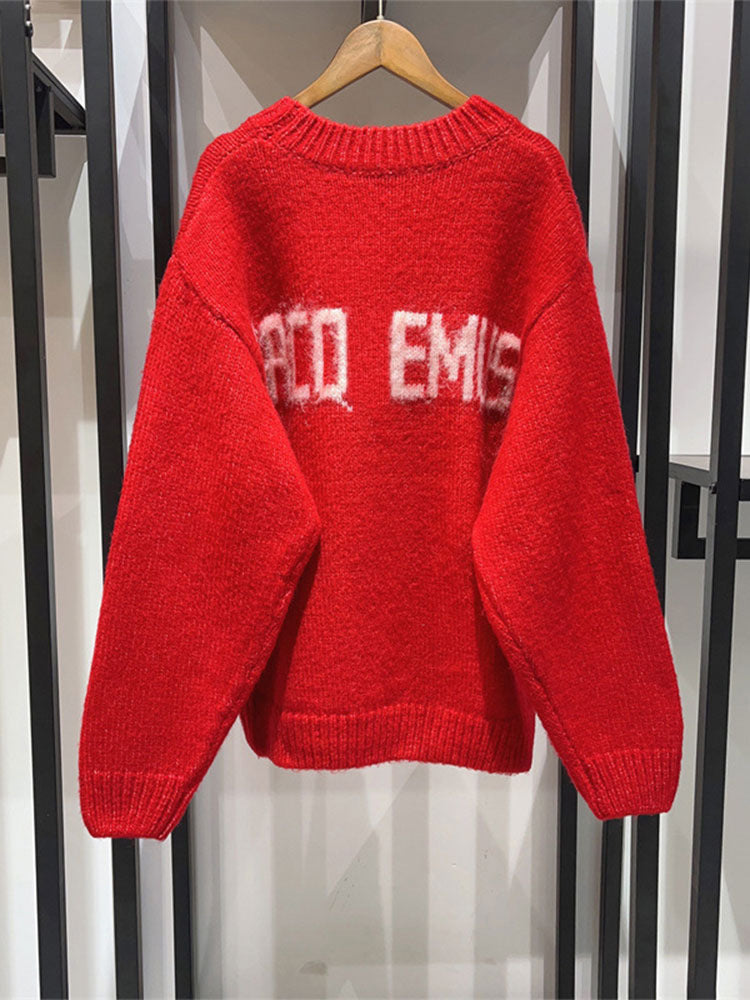 Women's Knitwear Comfort And Casual Printed Long Sleeve Round Neck Sweater