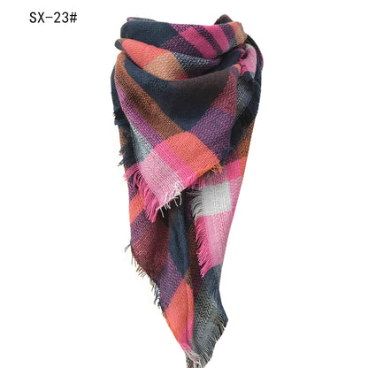 Cashmere-like Colorful Plaid Square Scarf