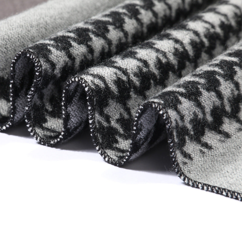 Fall Winter Men Student Plaid Minimalist Houndstooth Scarf