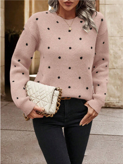 Polka Dot Jacquard Knit Sweater