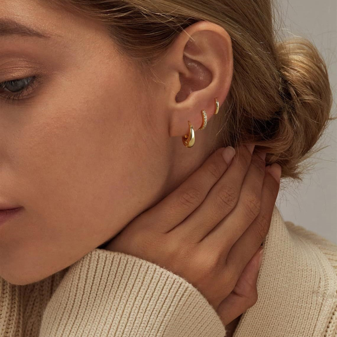 Gold Hoop Earrings 14K Goldwhite Gold Plated Earrings