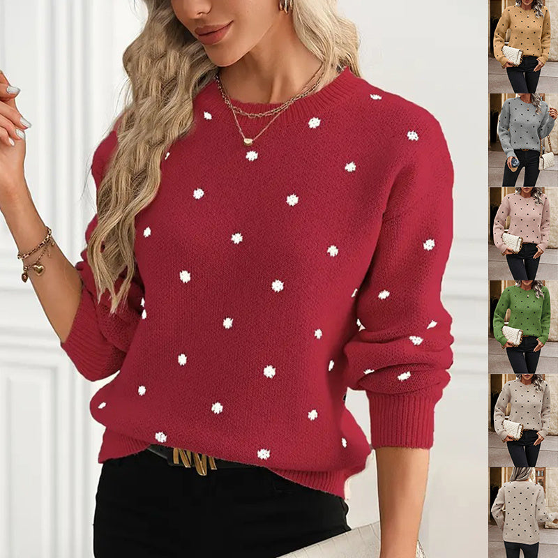 Polka Dot Jacquard Knit Sweater