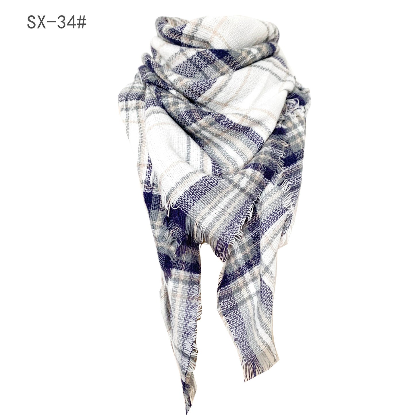 Cashmere-like Colorful Plaid Square Scarf