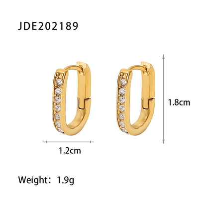 New Fashion Wild 18K Gold Plated White Square Crystal Zircon Hoop Earrings
