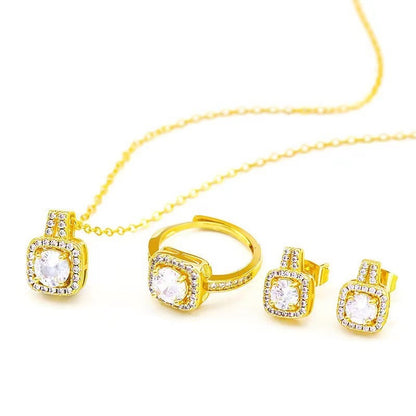 Zircon Pendant Necklace & Earring Set