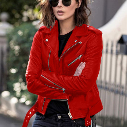 Women’s Short PU Leather Jacket