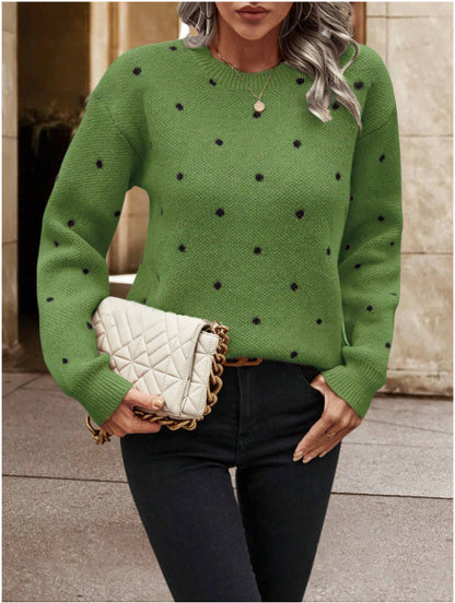 Polka Dot Jacquard Knit Sweater