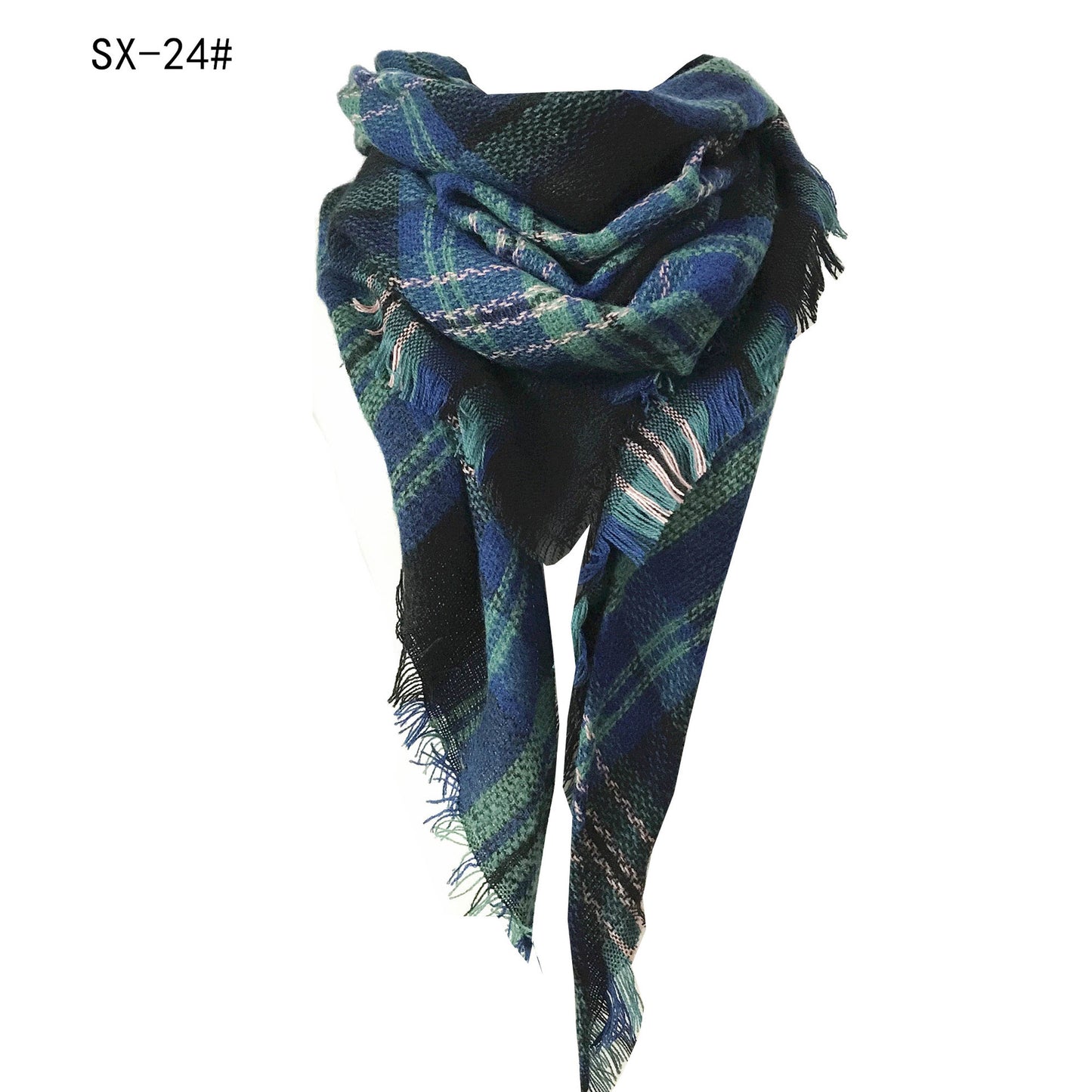 Cashmere-like Colorful Plaid Square Scarf