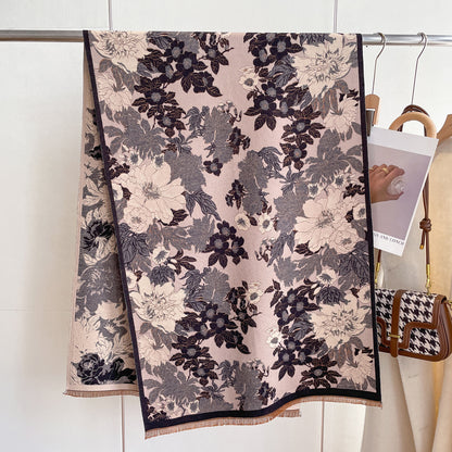 Artificial Cashmere Scarf Female Autumn Winter Retro Art