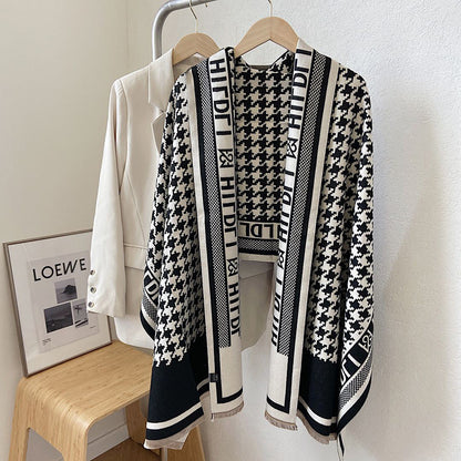 Scarf Female Houndstooth Letters Spring And Summer Dual-use Shawl