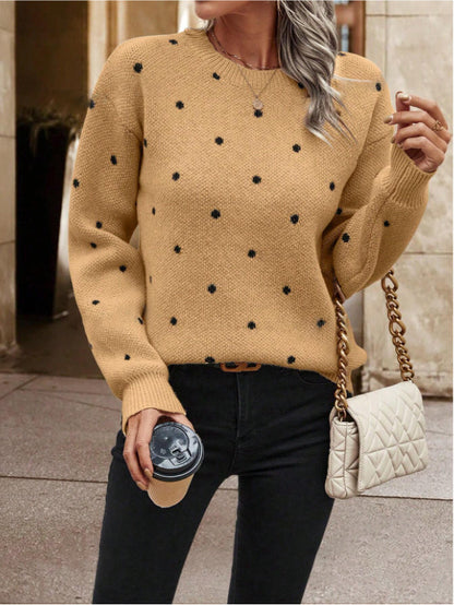 Polka Dot Jacquard Knit Sweater
