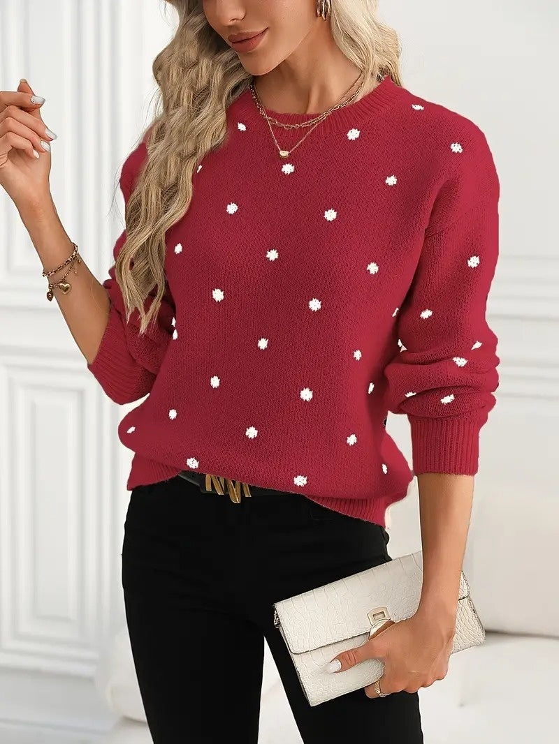 Polka Dot Jacquard Knit Sweater