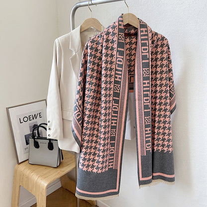Scarf Female Houndstooth Letters Spring And Summer Dual-use Shawl