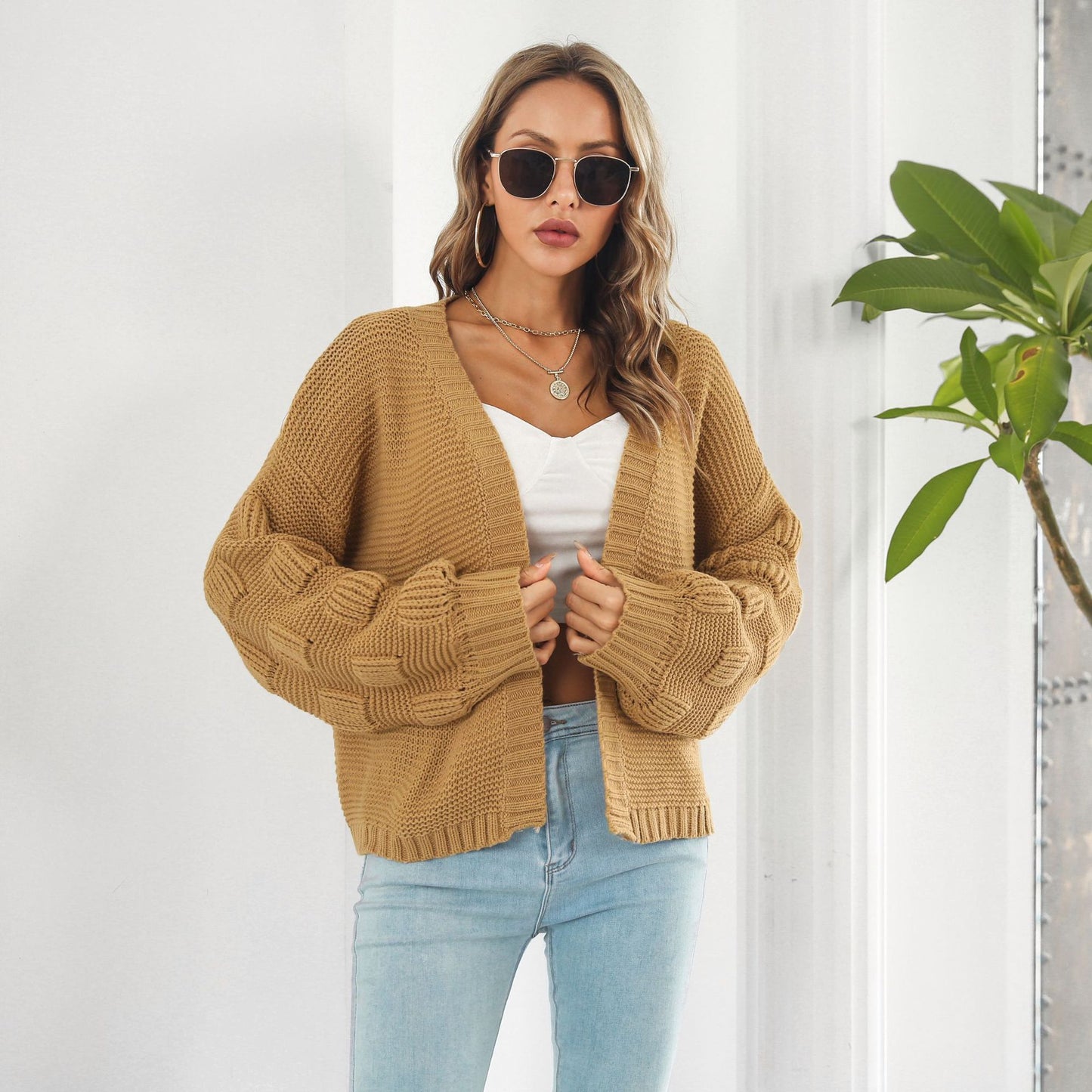 Women’s Puff Sleeve Knit Cardigan