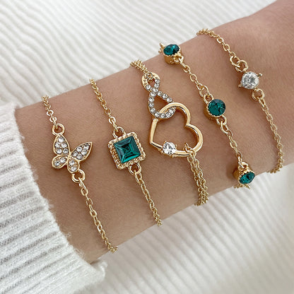 Boho Green Crystal 5-Piece Bracelet Set