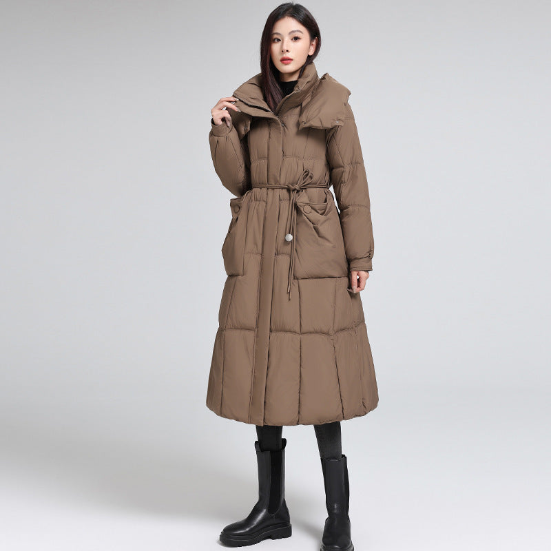 Knee-Length Padded Cotton Coat
