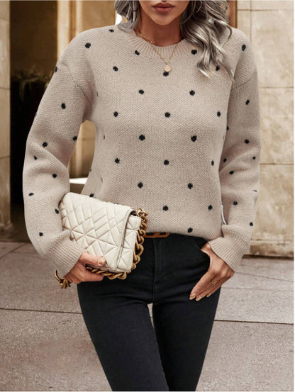 Polka Dot Jacquard Knit Sweater