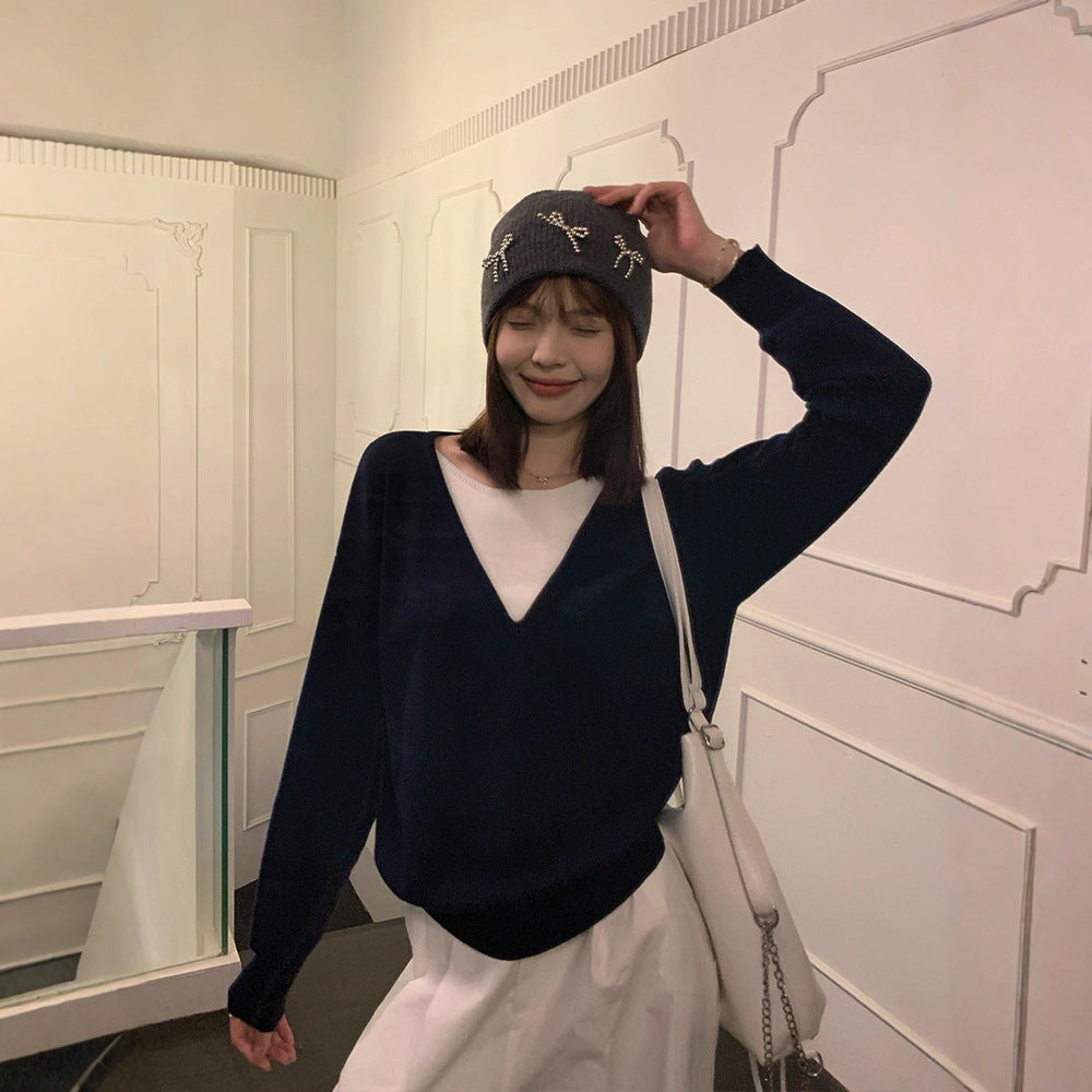 New Fake Two-piece Knitted Sweaters Women