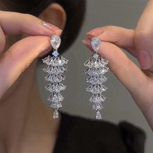 Zircon Christmas Tree Drop Earrings