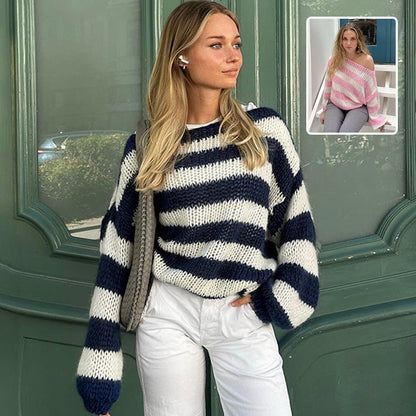 Women’s Loose Striped Pullover Sweater