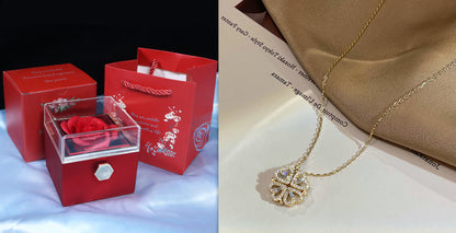 Magnetic Heart Four-Leaf Clover Necklace