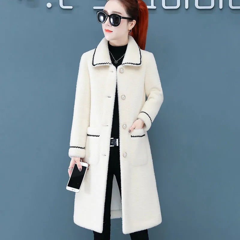 Mid-Length Faux Mink Fleece Coat