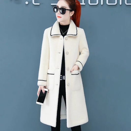 Mid-Length Faux Mink Fleece Coat